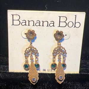 Banana Bob Gold and Emerald Drop Earrings